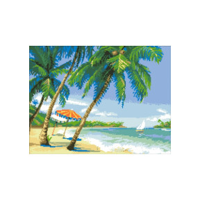 Райский пляж Канва с нанесенным рисунком для вышивки крестом Світ можливостей 8245СМД