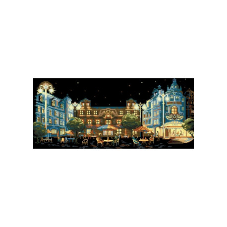Ночной город Канва с нанесенным рисунком для вышивки крестом Світ можливостей 981СМД