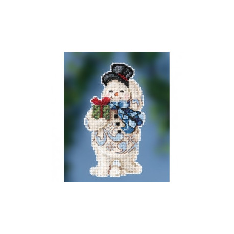 Снеговик с подарком Набор для вышивания крестом Mill Hill JS202011