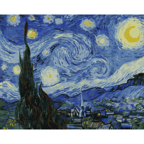 Зоряна ніч ©Вінсент Ван Гог Картина за номерами Ідейка Полотно на підрамнику 40х50 см КНО2857