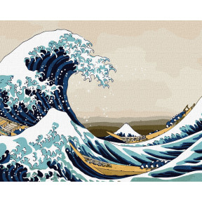 Большая волна в Канагаве ©Кацусика Хокусай Картина по номерам Идейка Холст на подрамнике 40х50 см КНО2756