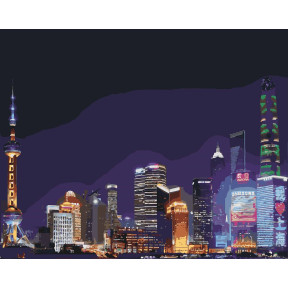 Нічний Шанхай Картина за номерами Ідейка Полотно на підрамнику 40х50 см КНО3507