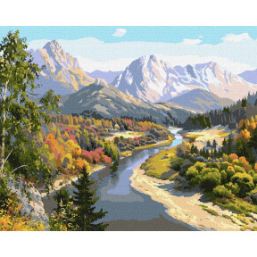 Осень в горах Картина по номерам Идейка Холст на подрамнике 40х50 см KHO2848