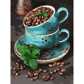 Ароматні кавові зерна Картина за номерами Ідейка Полотно на підрамнику 30х40 см KHO5636