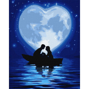 Поцілунок під місяцем Картина за номерами Ідейка Полотно на підрамнику 40х50 см KHO4844