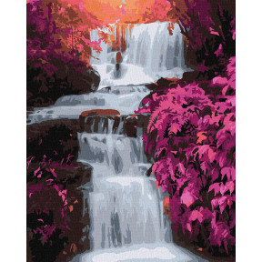 Тропічний водоспад Картина за номерами Ідейка Полотно на підрамнику 40х50 см KHO2862