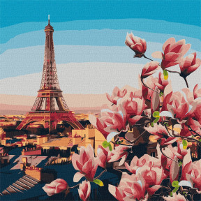 Парижские магнолии Картина по номерам Идейка Холст на подрамнике 50х50 см KHO3601