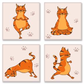 Yoga-cat Набор для росписи по номерам полиптих Идейка KNP010