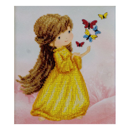 Дівчинка з метеликом Схема для вишивання бісером ВДВ Т-0781 фото