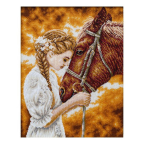 Девушка с лошадью Схема для вышивания бисером VDV Т-1298