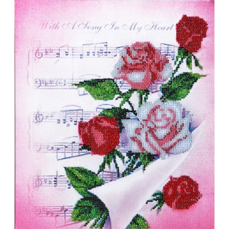 Нотки з трояндами Схема для вишивки бісером Alisena B-1127a фото
