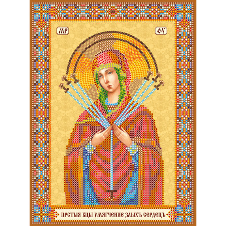 Икона Пресвятой Богородицы "Семистрельная" Схема для вышивания бисером на натуральном художественном холсте Абрис Арт ACK-147
