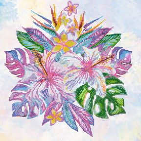 Тропические цветы Схема для вышивания бисером на натуральном художественном холсте Абрис Арт AC-353