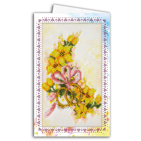 Весільні квіти Набір листівка-конверт для вишивки мікробісером Абрис Арт AOM-015