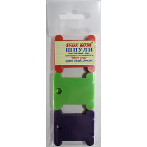 Шпули (бобины) пластиковые для мулине микс из 3 цветов (оранжевый,салатовый, фиолетовый) БП2М