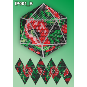 Маки на черном 3d Новогодний шар Набор для выкладки пластиковыми алмазиками Вдохновение IP001_B