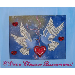 Набор для вышивания открытки бисером Butterfly 722 Голубки