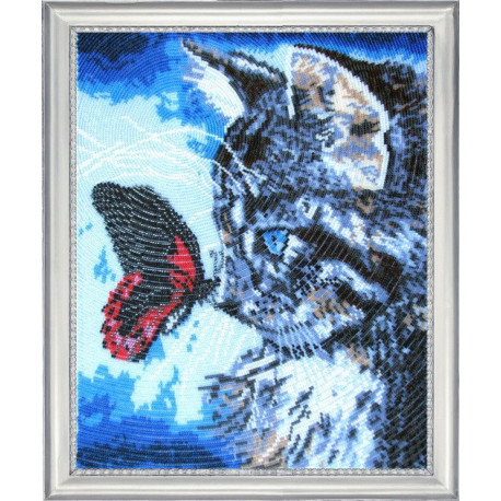 Набор для вышивания бисером Butterfly 596 Котенок и бабочка фото