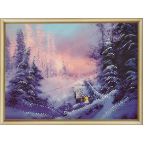 Будиночок у зимовому лісі Набір для вишивання стразами Чарівна мить КС-090