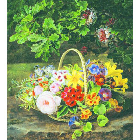 Корзинка с цветами Принт для художественной вышивки Alisena AL1077а
