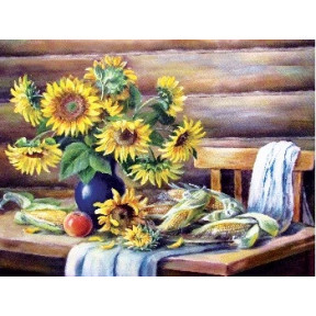 Осінній соняшник та кукурудза Принт для художньої вишивки Alisena AL1024а