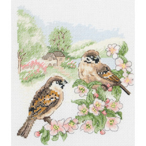 Набір для вишивання хрестиком Весняні горобці (Spring Sparrow) ANCHOR PCE0500