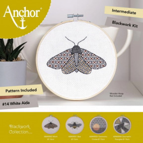 Набір для вишивання хрестиком Блекворк: Метелик (Blackwork: Moth) ANCHOR ABW0002