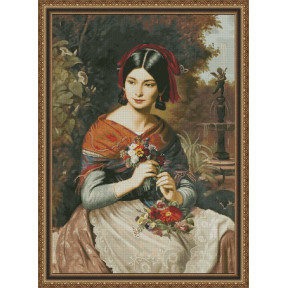 Девушка с цветами Набор для вышивания крестиком Фантазия 200/143