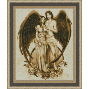 Девушка с ангелом Электронная схема для вышивания крестиком ФН-0011ИХ