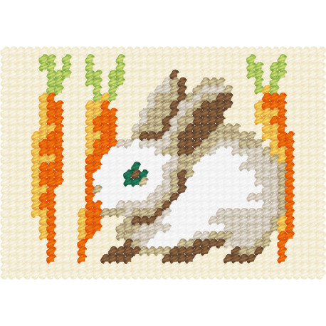 Кролик с морковками Набор для вышивания с пряжей Bambini X-2122