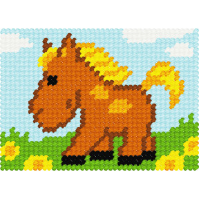 Лошадка на лугу Набор для вышивания с пряжей Bambini X-2141