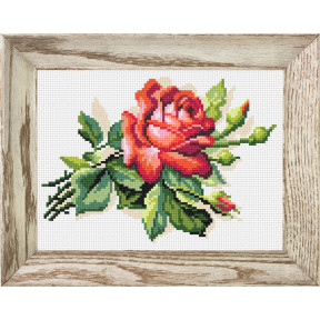 Красная роза Набор для вышивания крестом Чарівниця N-1813