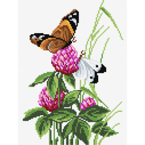 Бабочки на клевере Набор для вышивания крестом Чарівниця N-1825