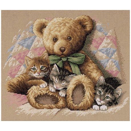 Набор для вышивания крестом Dimensions 35236 Teddy & Kittens