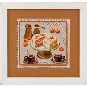 Торт, мандарины и кофе Набор для вышивания крестом Чарівниця N-2109