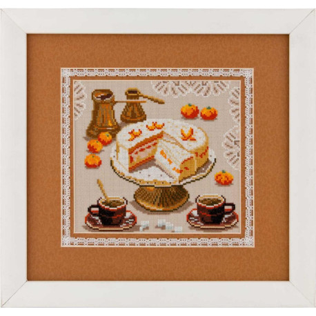 Торт, мандарини та кава Набір для вишивання хрестиком Чарівниця N-2109
