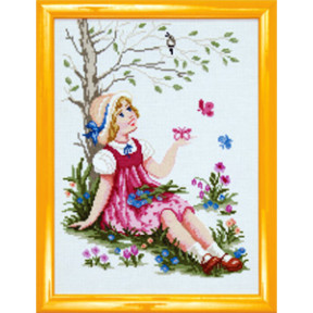 Девушка с бабочками Набор для вышивания крестом Чарівниця N-3004