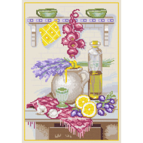 Кухонный натюрморт с лавандой Набор для вышивания крестом Чарівниця N-2602