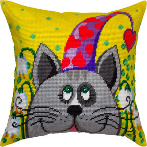 Забавный кот Набор для вышивания подушки Чарівниця V-394