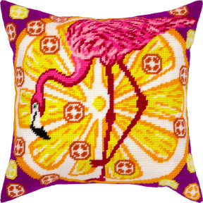 Апельсиновый фламинго Набор для вышивания подушки Чарівниця V-397