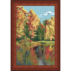 Пейзаж «Золота осінь» Канва із нанесеним малюнком Чарівниця S-21