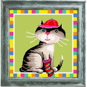 Кот в кепке Канва с нанесенным рисунком Чарівниця E-13