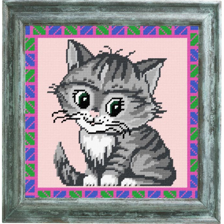 Сіре кошеня Канва з нанесеним малюнком Чарівниця E-25