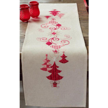Красные рождественские украшения Набор для вышивания крестом (дорожка на стол) Vervaco PN-0144712