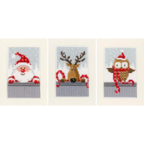 Рождественские приятели Набор для вышивания крестом (открытки) Vervaco PN-0149384