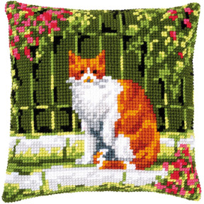 Кот в цветочках Набор для вышивания крестом (подушка) Vervaco PN-0184400