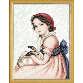 Дама з кроликом Канва з нанесеним малюнком Чарівниця J-19