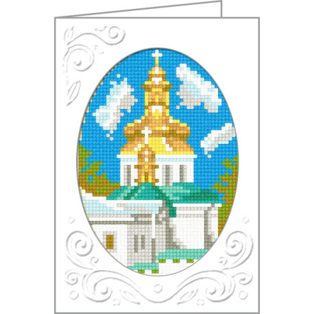 Храм Открытка с канвой с нанесенным рисунком Чарівниця M-18