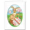 Великдень. Пасхальний заєць Листівка з канвою з нанесеним малюнком та муліне Чарівниця T-20
