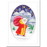 Рождество. Святой Николай Открытка с канвой с нанесенным рисунком и мулине Чарівниця T-32